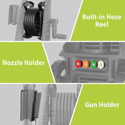 Yeryork 5000 PSI 2.5 GPM Electric Pressure Washer with Adjustable Pressure & Hose Reel 