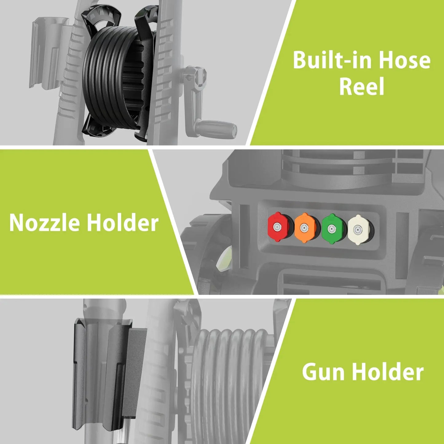 Yeryork 5000 PSI 2.5 GPM Electric Pressure Washer with Adjustable Pressure & Hose Reel 