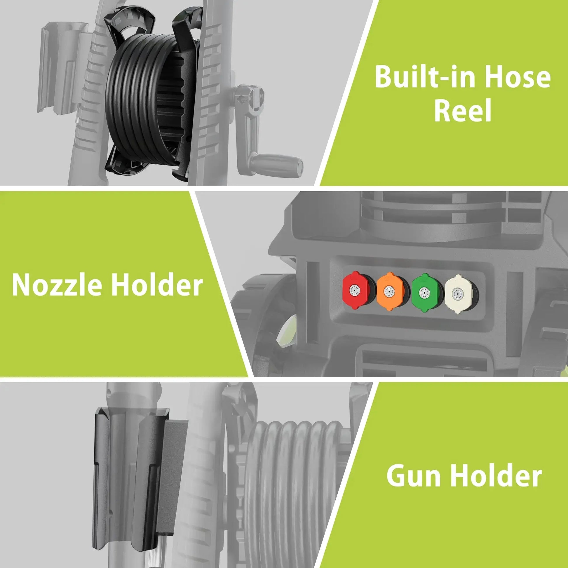 Yeryork 5000 PSI 2.5 GPM Electric Pressure Washer with Adjustable Pressure & Hose Reel 