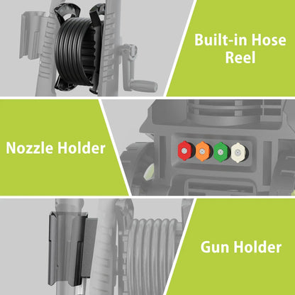 Yeryork 5000 PSI 2.5 GPM Electric Pressure Washer with Adjustable Pressure & Hose Reel 