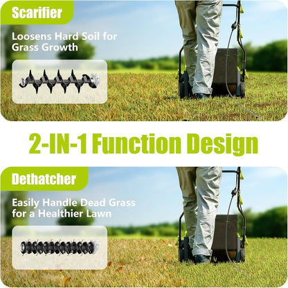 Electric Dethatcher & Scarifier  2-in-1 function design - YERYORK