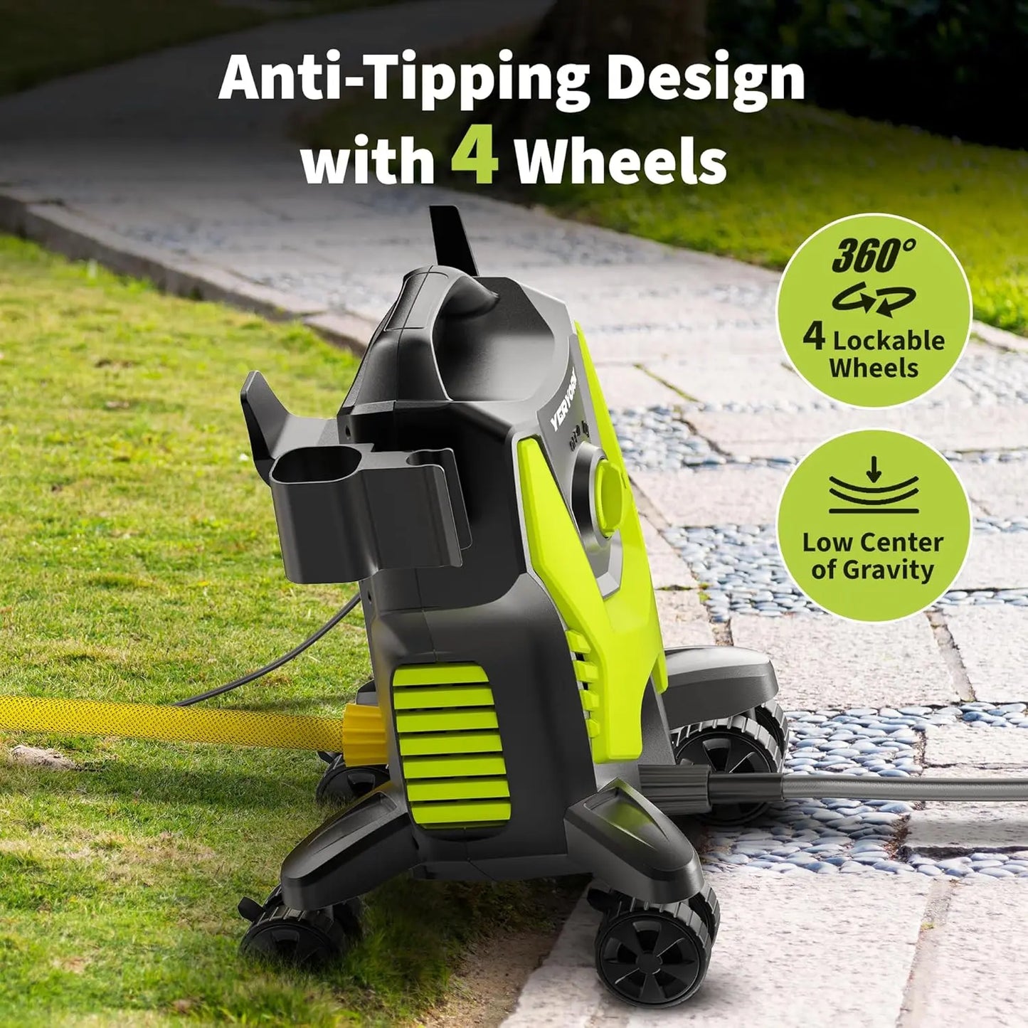 Electric Pressure Washer Anti-Tipping Design - YERYORK