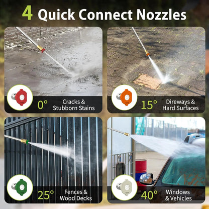 Electric Pressure Washer 4 Quick Connect Nozzles - YERYORK