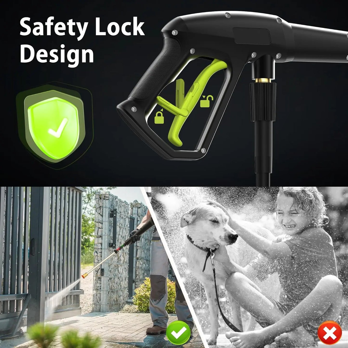 Electric Pressure Washer with Safety Lock Design - YERYORK