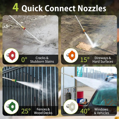 Electric Pressure Washer 4 Quick Connect Nozzles - YERYORK