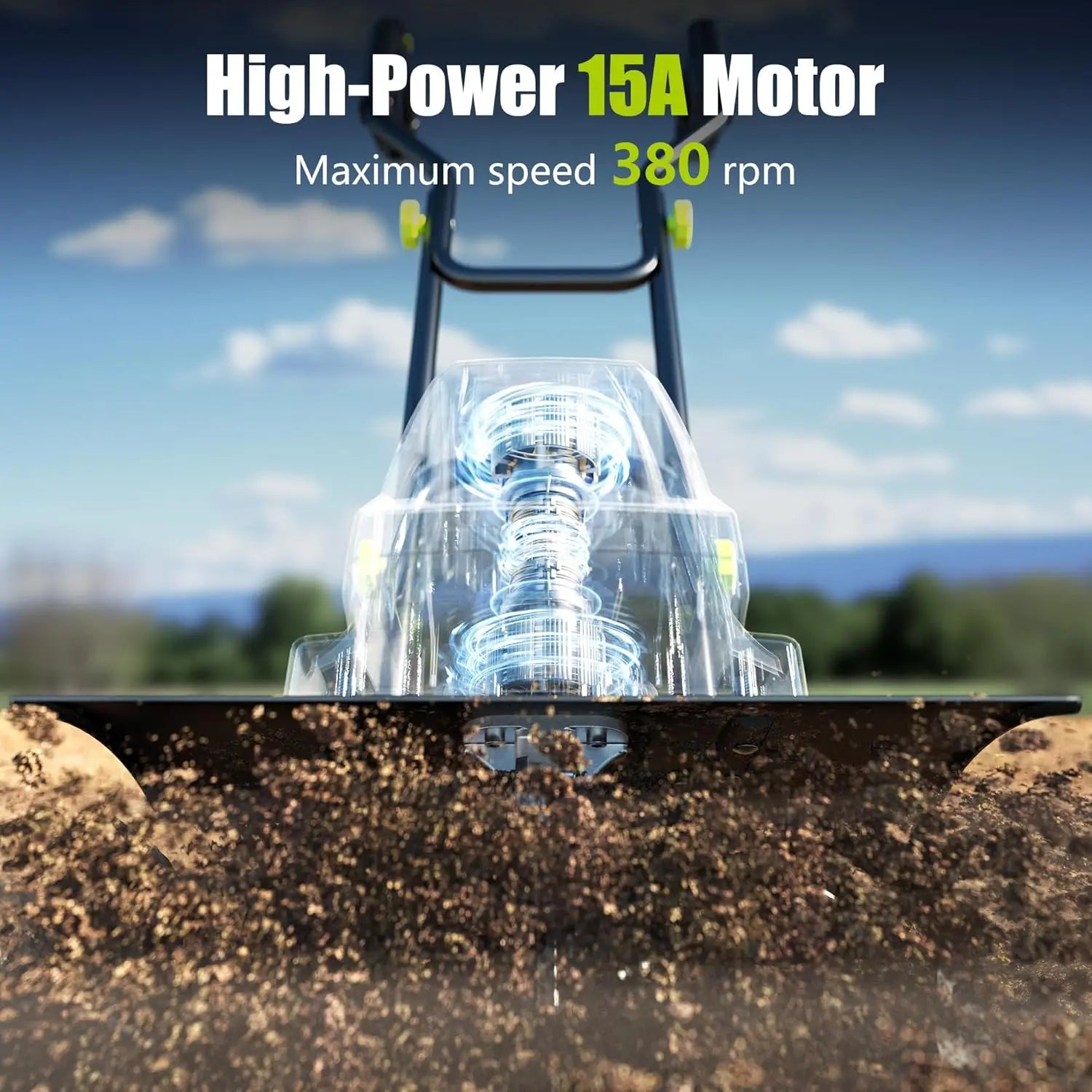 15 Amp Electric Tiller high power 15a motor - YERYORK