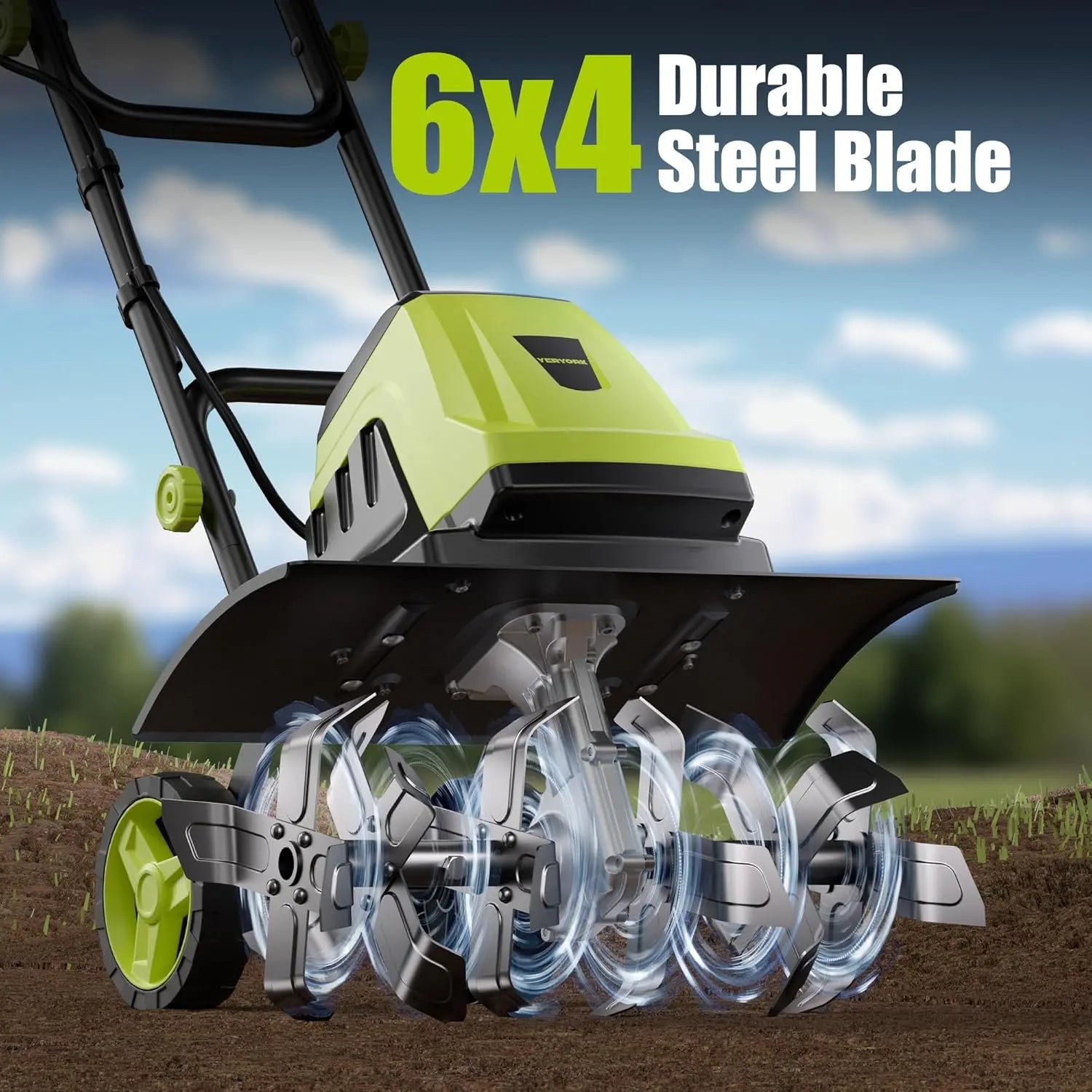 15 Amp Electric Tiller 6*4 durable steel blade- YERYORK