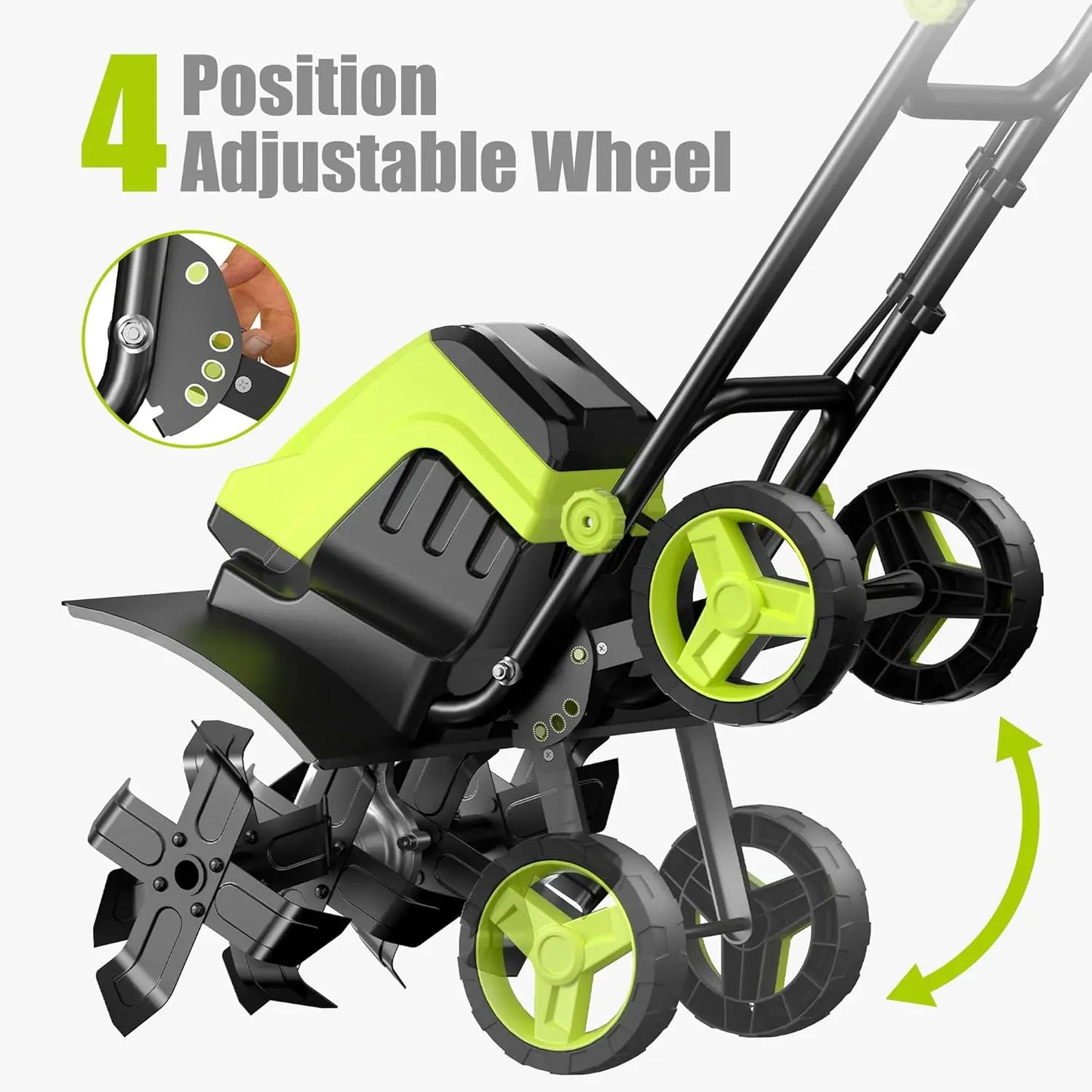 15 Amp Electric Tiller 4 position adjustbale wheel - YERYORK