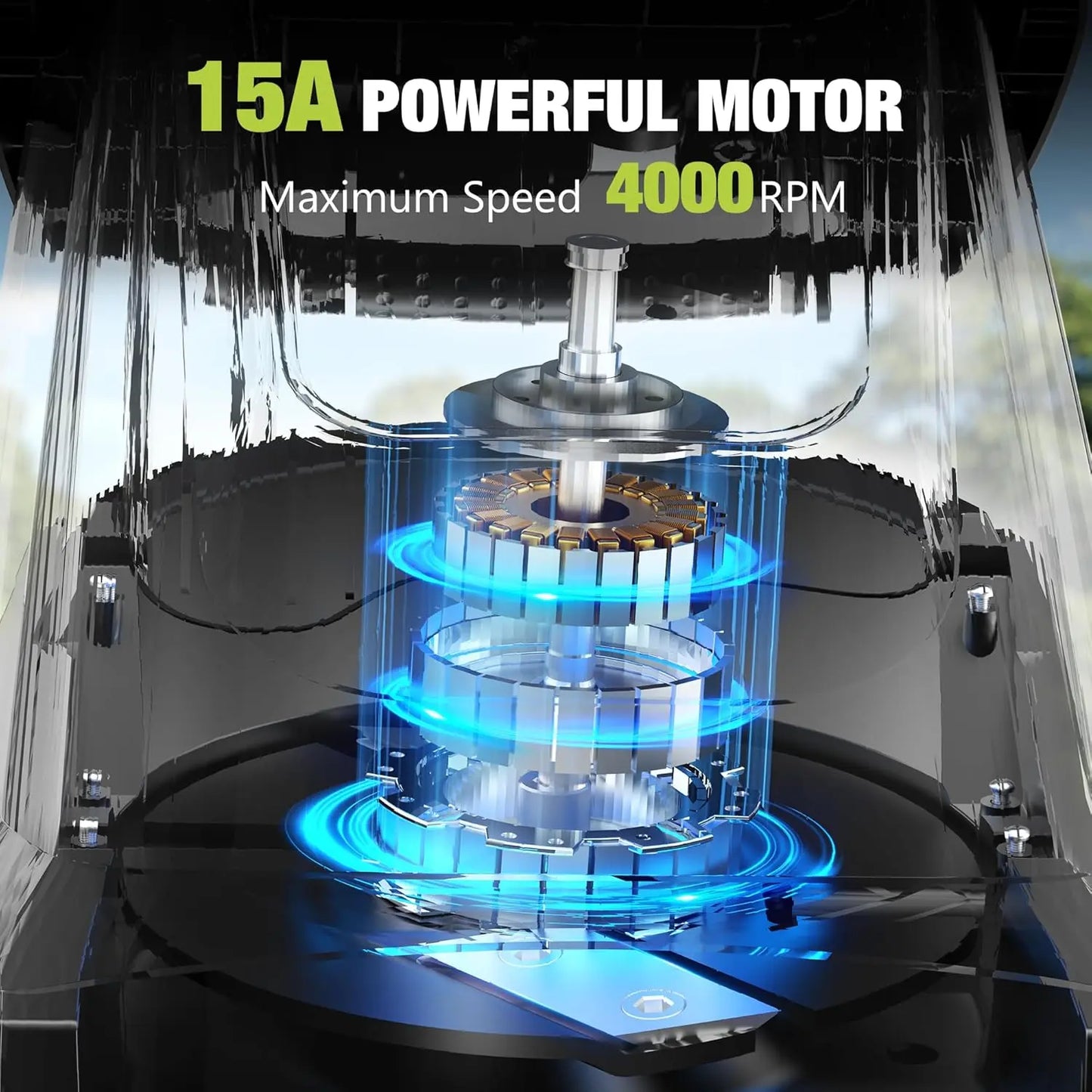 15-Amp Electric Wood Chipper with 1.8" Feed Hopper 45L Collection Bag - YERYORK 