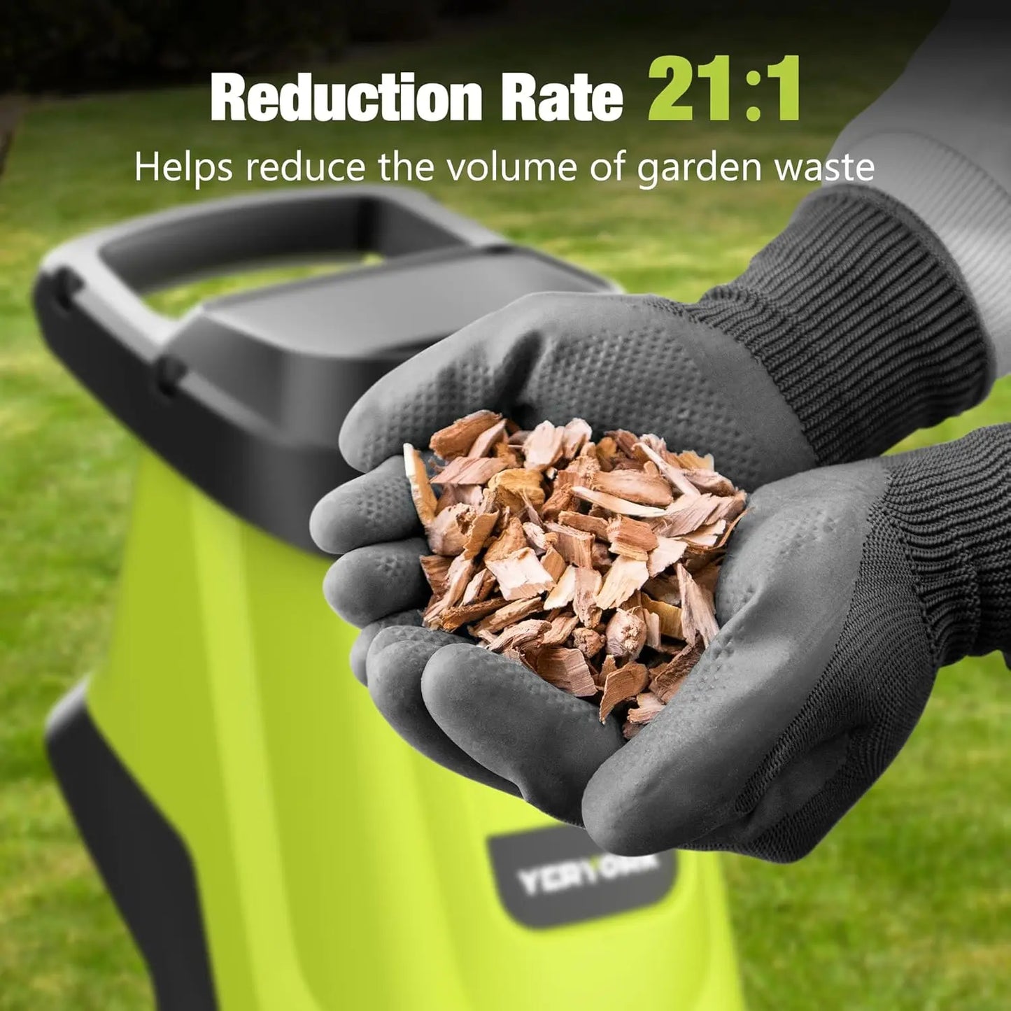 15-Amp Electric Wood Chipper with 1.8" Feed Hopper 45L Collection Bag - YERYORK 