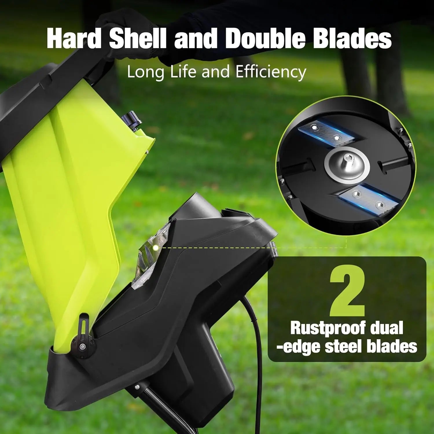 15-Amp Electric Wood Chipper with 1.8" Feed Hopper 45L Collection Bag - YERYORK 