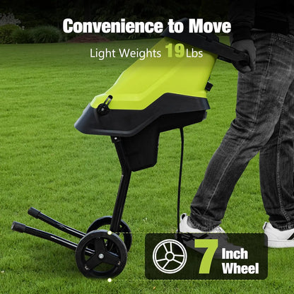 15-Amp Electric Wood Chipper with 1.8" Feed Hopper 45L Collection Bag - YERYORK 