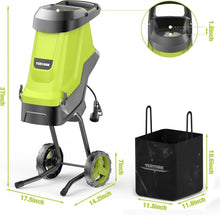 15-Amp Electric Wood Chipper with 1.8" Feed Hopper 45L Collection Bag - YERYORK 